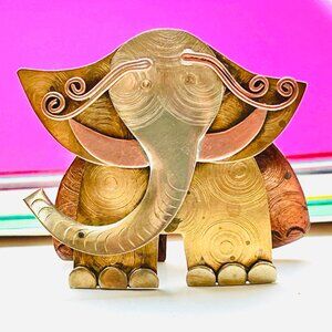 Vintage Tri Tone/Tri Metal Elephant Brooch